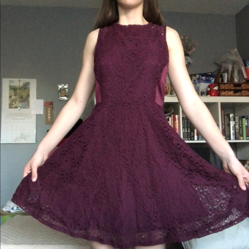 Burgundy Lace Dress - The Limited
